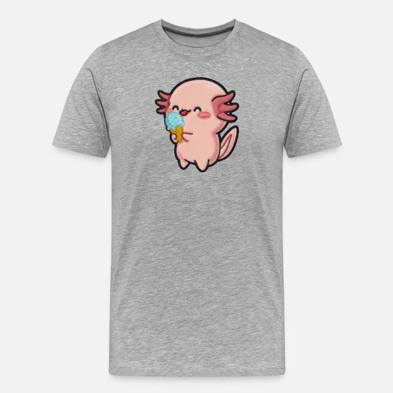 Kleiner Axolotl Eiscreme Spaß - Männer Premium Bio T-Shirt - Grau meliert