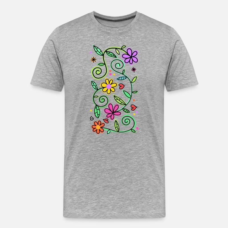 Dekorative Doodle-Gänseblümchen - Männer Premium Bio T-Shirt - Grau meliert