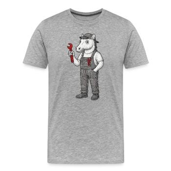 Mécanique de chevaux à clé à molette - T-shirt bio Premium Homme - gris chiné - Devant - Damien (186cm)