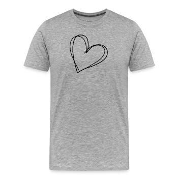 Minimalist heart line design - Men's Premium Organic T-Shirt - heather grey - Front - Damien (186cm)