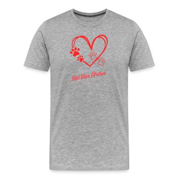 Mein Herz hat vier Pfoten Hund Shirt - Männer Premium Bio T-Shirt - Grau meliert - Vorne - Damien (186cm)