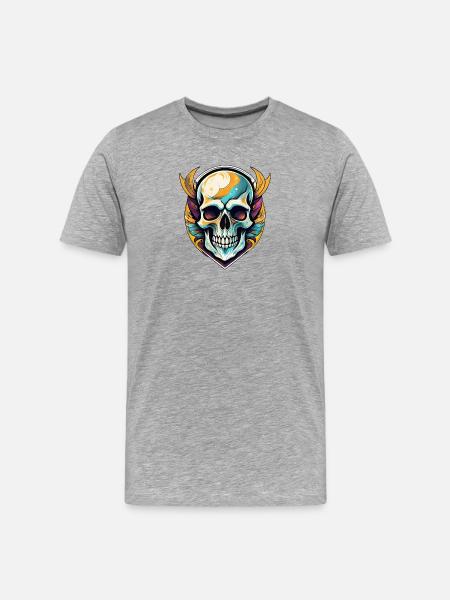 Artistic Skull, Skeleton, Morbid - Men's Premium Organic T-Shirt - heather grey