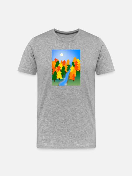 Der Fluss durch den Herbstwald - Männer Premium Bio T-Shirt - Grau meliert