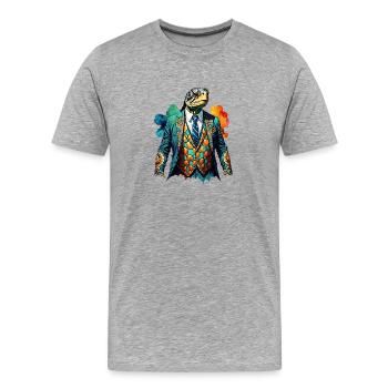 Schildkröte im Anzug - Männer Premium Bio T-Shirt - Grau meliert - Vorne - Damien (186cm)