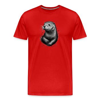 Otter - Männer Premium Bio T-Shirt - Rot - Vorne - Damien (186cm)