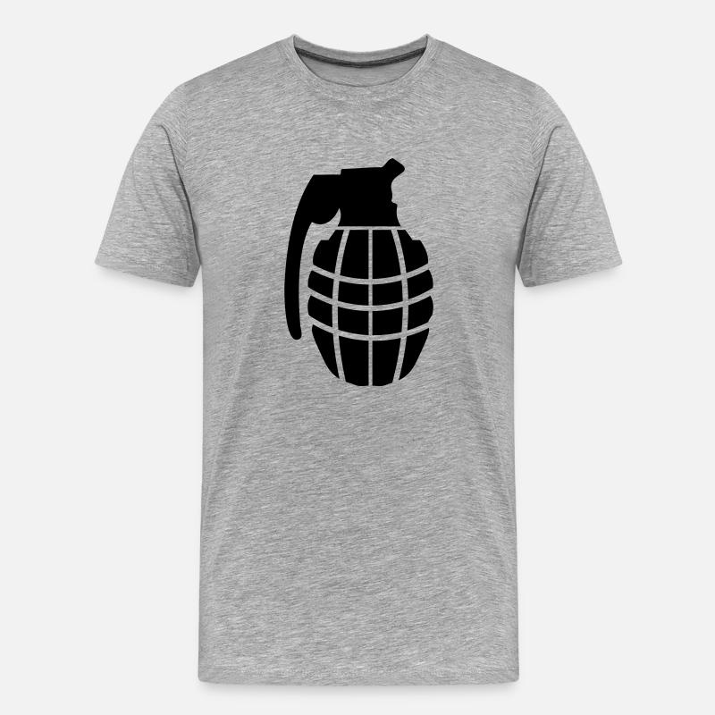 handgranate granate - Männer Premium Bio T-Shirt - Grau meliert