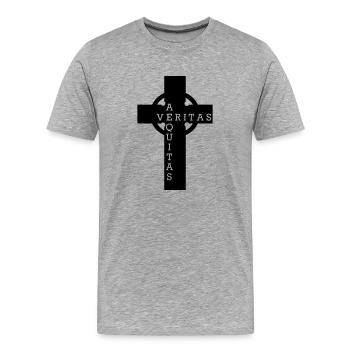 Kreuz aus der blutige Pfad Gottes - Männer Premium Bio T-Shirt - Grau meliert - Vorne - Damien (186cm)