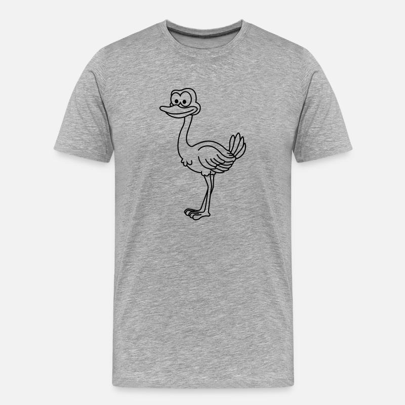 Strauß Comic Tier - Männer Premium Bio T-Shirt - Grau meliert