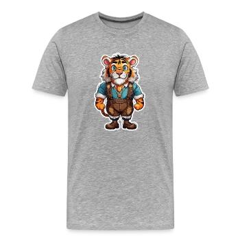 Lederhosen / Animal / Costume traditionnel / Tradition / Tigre - T-shirt bio Premium Homme - gris chiné - Devant - Damien (186cm)
