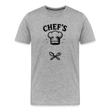 Chef et ton PRENOM - 2 - T-shirt bio Premium Homme - gris chiné - Devant - Damien (186cm)