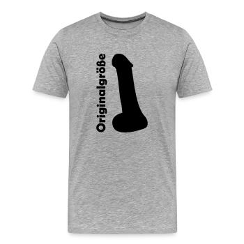 Penis Originalgröße - Männer Premium Bio T-Shirt - Grau meliert - Vorne - Damien (186cm)