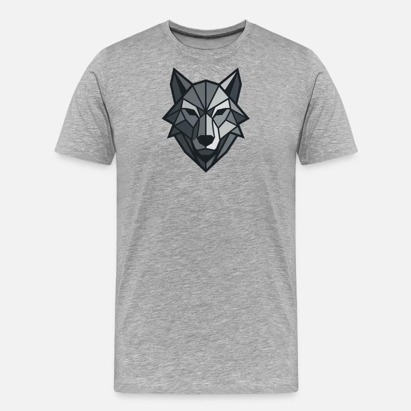 Geometric Wolf - Männer Premium Bio T-Shirt - Grau meliert