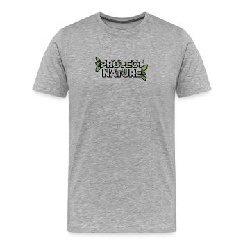 Protection de la nature Logo de la feuille - T-shirt bio Premium Homme - gris chiné - Devant - Damien (186cm)
