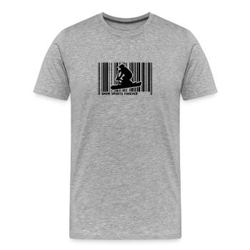 snowscoot code barre - T-shirt bio Premium Homme - gris chiné - Devant - Damien (186cm)
