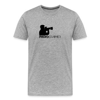 Photographe texte Création de logo - T-shirt bio Premium Homme - gris chiné - Devant - Damien (186cm)
