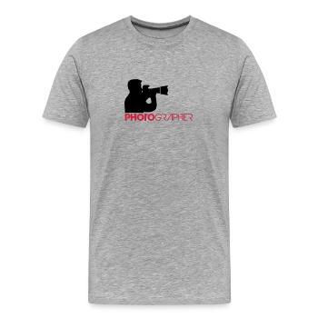 Photographe texte Création de logo - T-shirt bio Premium Homme - gris chiné - Devant - Damien (186cm)