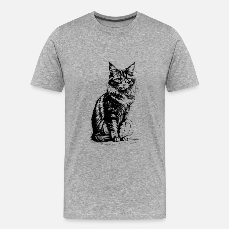 Stolze Katze schwarz-weiß - Männer Premium Bio T-Shirt - Grau meliert
