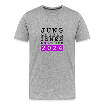 Enterrement de vie de jeune fille 2024 Enterrement de vie de jeune fille - T-shirt bio Premium Homme - gris chiné - Devant - Damien (186cm)