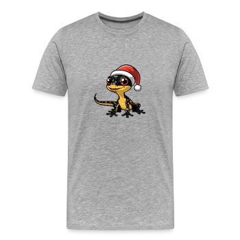 Echse Weihnachten - Männer Premium Bio T-Shirt - Grau meliert - Vorne - Damien (186cm)