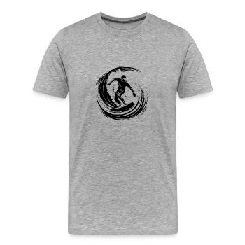 Surfer Silhouette - Männer Premium Bio T-Shirt - Grau meliert - Vorne - Damien (186cm)