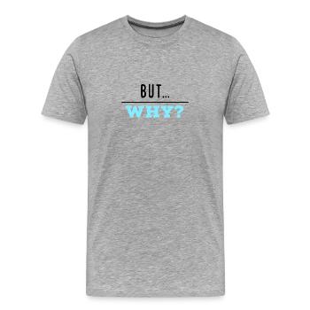 But Why? - Männer Premium Bio T-Shirt - Grau meliert - Vorne - Damien (186cm)