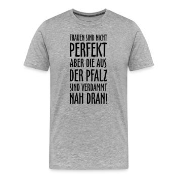Pfälzer Frauen aus der Pfalz - Männer Premium Bio T-Shirt - Grau meliert - Vorne - Damien (186cm)