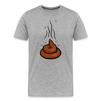 Dampfender Scheißhaufen mit Fliegen - Männer Premium Bio T-Shirt - Grau meliert - Vorne - Damien (186cm)
