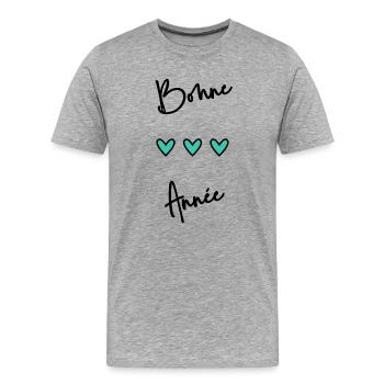 BONNE ANNEE. SAINT SYLVESTRE. NOUVELLE ANNÉE - T-shirt bio Premium Homme - gris chiné - Devant - Damien (186cm)
