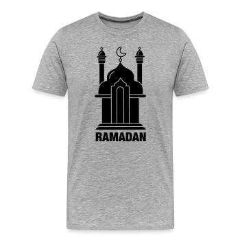 Texte du Ramadan et mosquée - T-shirt bio Premium Homme - gris chiné - Devant - Damien (186cm)