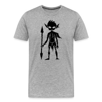 Goblin Ork Figur - Männer Premium Bio T-Shirt - Grau meliert - Vorne - Damien (186cm)