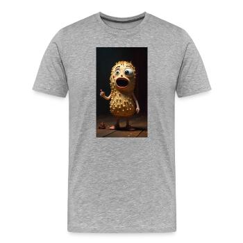 Mascotte Spiky Peanut - T-shirt bio Premium Homme - gris chiné - Devant - Damien (186cm)