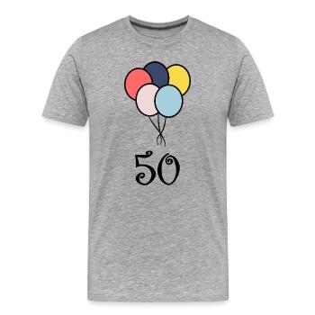 50. 50 ANS. 50e ANNIVERSAIRE. ANNIVERSAIRE 50 ANS. - T-shirt bio Premium Homme - gris chiné - Devant - Damien (186cm)