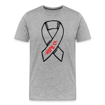Espoir du cancer en boucle - T-shirt bio Premium Homme - gris chiné - Devant - Damien (186cm)