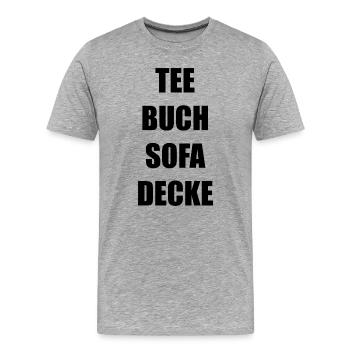 Tee Buch Sofa Decke - Männer Premium Bio T-Shirt - Grau meliert - Vorne - Damien (186cm)