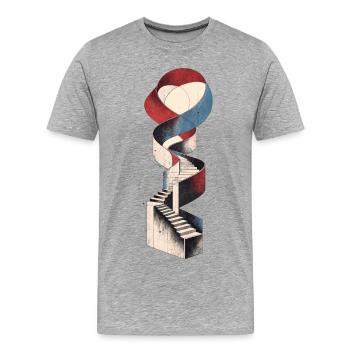Escalier en mouvement - Architecture surréaliste - T-shirt bio Premium Homme - gris chiné - Devant - Damien (186cm)