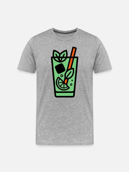 Icône du cocktail Mojito - T-shirt bio Premium Homme - gris chiné