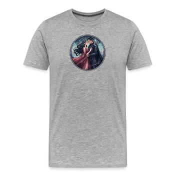 L’amour du chevalier sous les étoiles - T-shirt bio Premium Homme - gris chiné - Devant - Damien (186cm)