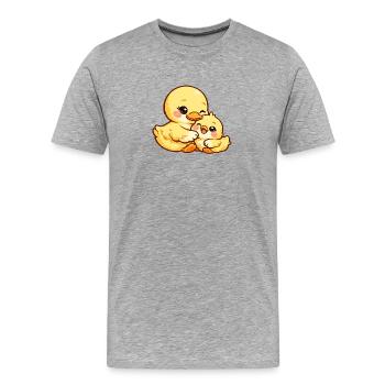Maman Canard et son poussin se câlinent ensemble - T-shirt bio Premium Homme - gris chiné - Devant - Damien (186cm)