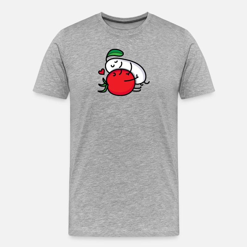 Tomate und Mozzarella Paar - Männer Premium Bio T-Shirt - Grau meliert