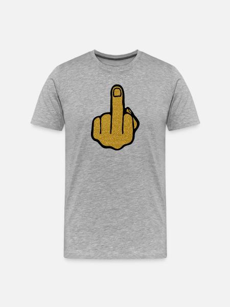 Goldener Mittelfinger - Männer Premium Bio T-Shirt - Grau meliert