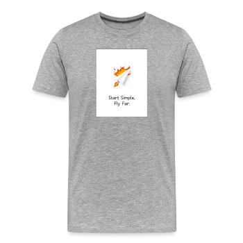 Papierflieger Design – Start Simple Fly Far Design - Männer Premium Bio T-Shirt - Grau meliert - Vorne - Damien (186cm)