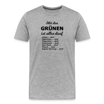 Slogans on the elections - Men's Premium Organic T-Shirt - heather grey - Front - Damien (186cm)