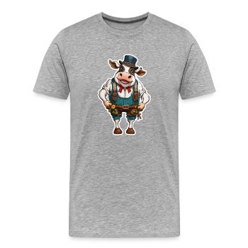 Lederhosen / Animal / Traditional costume / Tradition / Cow - Men's Premium Organic T-Shirt - heather grey - Front - Damien (186cm)