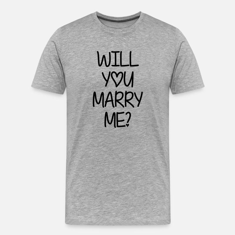 Will you marry me? - Männer Premium Bio T-Shirt - Grau meliert