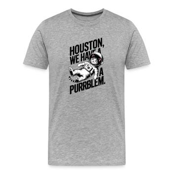 Tier - Houston wir haben ein Schnurren - Männer Premium Bio T-Shirt - Grau meliert - Vorne - Damien (186cm)