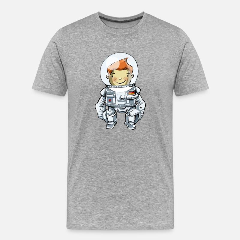 Junger Astronaut - Männer Premium Bio T-Shirt - Grau meliert