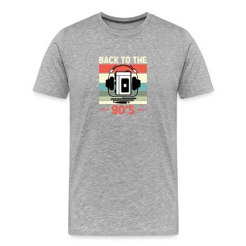 Walkman Back to the 90s - Geschenkidee - Männer Premium Bio T-Shirt - Grau meliert - Vorne - Damien (186cm)