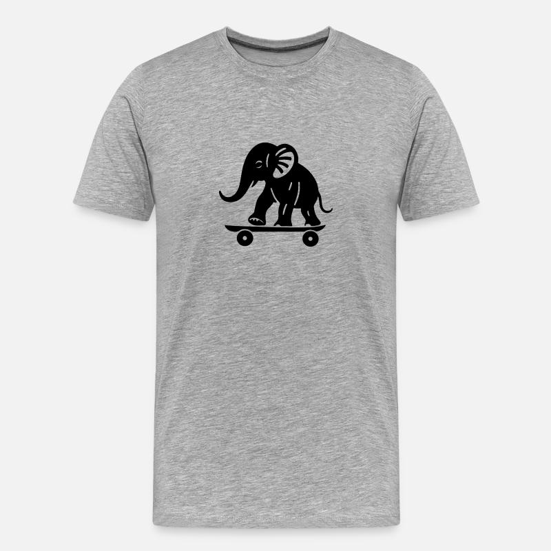 Elephant Skateboard - Pixel-Version - Männer Premium Bio T-Shirt - Grau meliert
