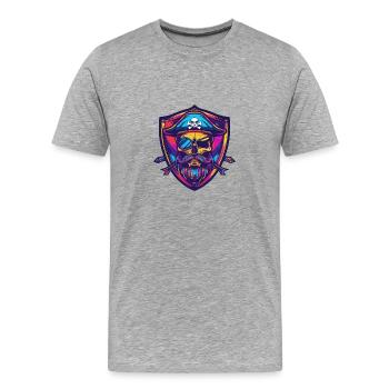 Pirate Skull - Men's Premium Organic T-Shirt - heather grey - Front - Damien (186cm)