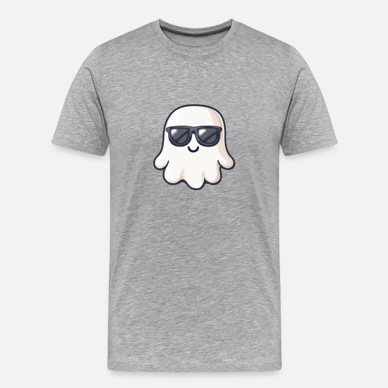 Geist Halloween Cool - Männer Premium Bio T-Shirt - Grau meliert